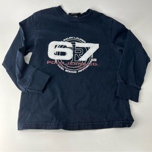 Ralph Lauren Kids Six Seven 67 Dark Blue Graphic Long Sleeve Tee Size 4